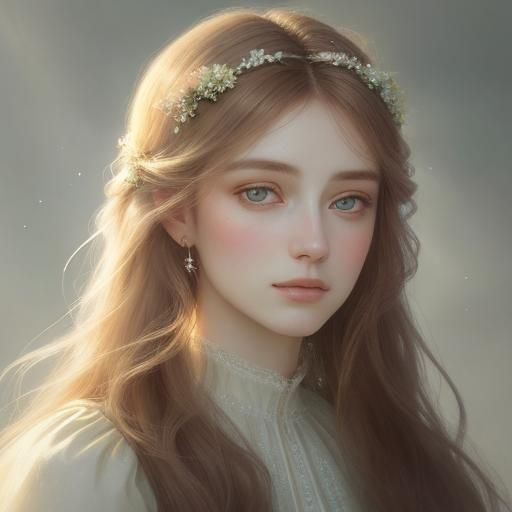 Ethereal Portrait of Woman in Pre-Raphaelite Style