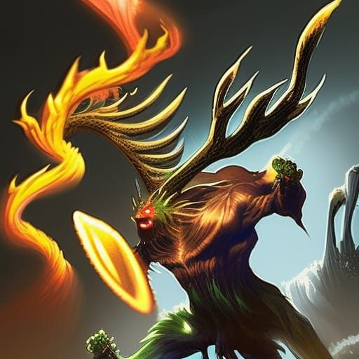 Hyperdetailed Fire Rock Monster Concept Art