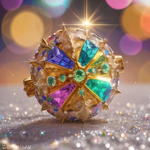 Golden Orb with Crystal Cross in Glamour Style