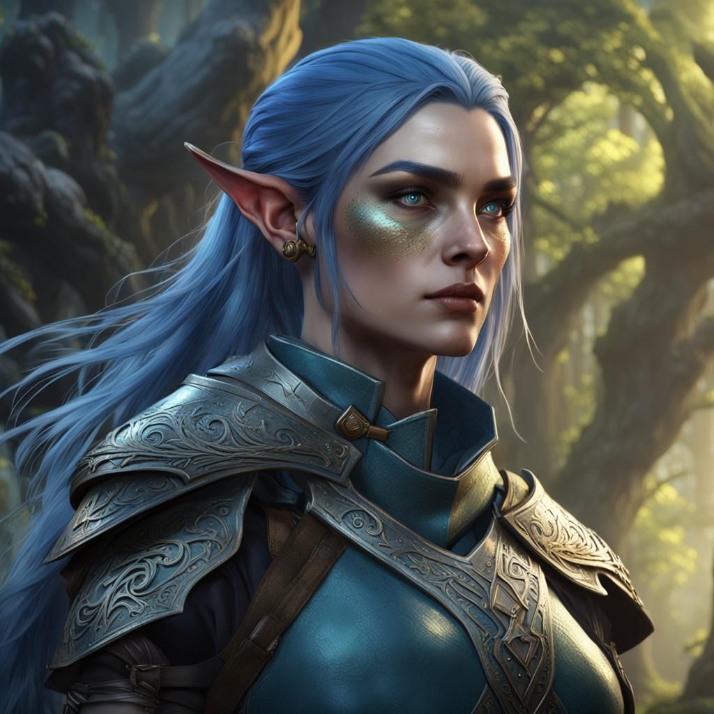 Elven Ranger Portrait in Dark Fantasy Style