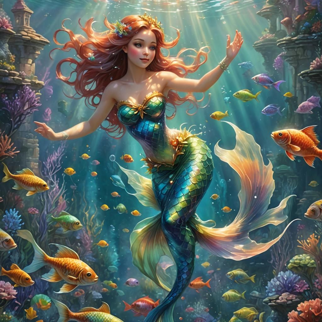 Underwater Fairy Mermaid in Ethereal Fantasy Style