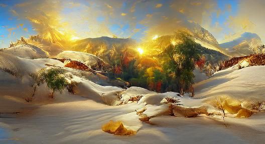 Snowy Mountain Vista Landscape Painting