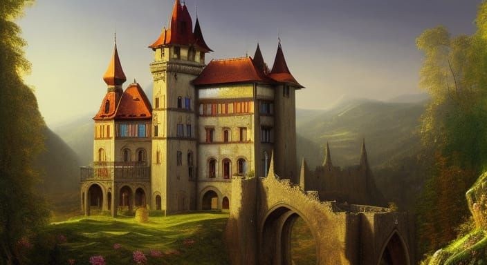 Romanian Castle Painting in Hyperdetail