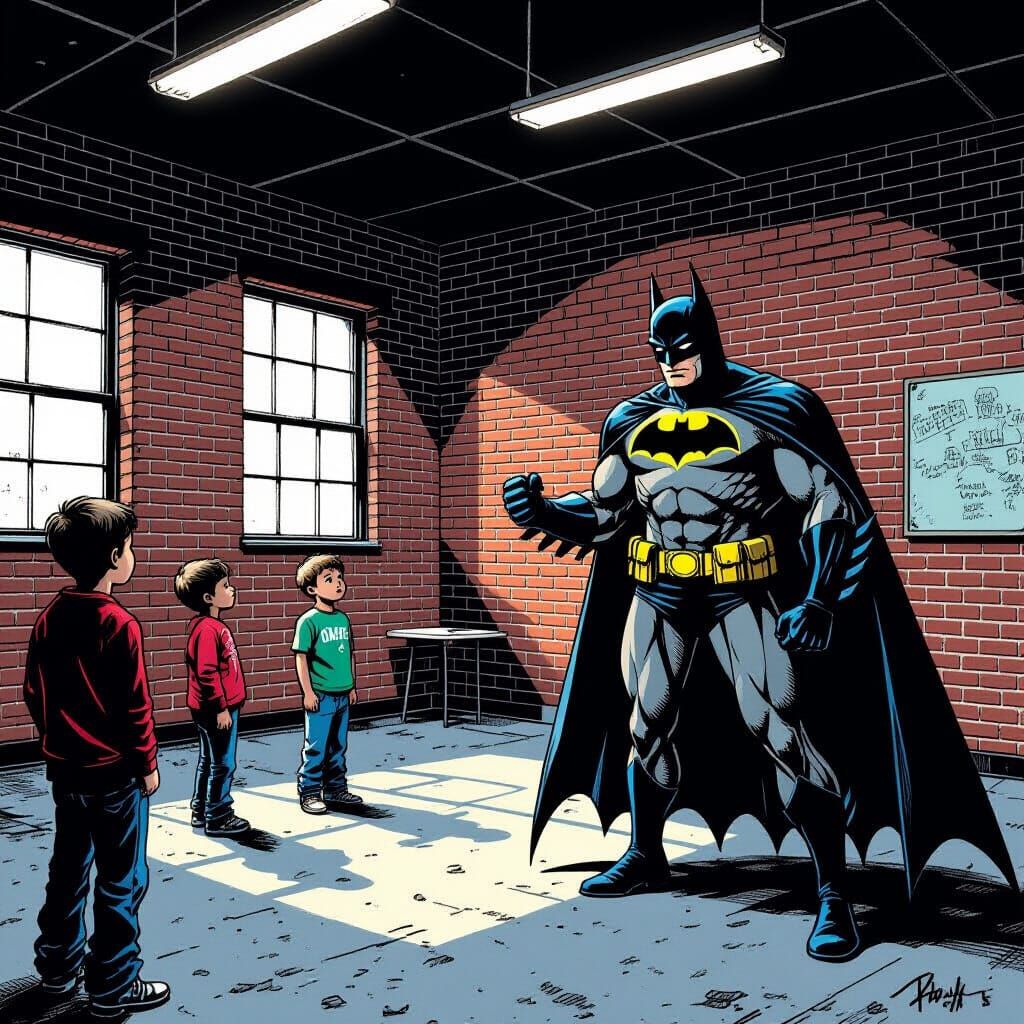 Batman Trains Kids in Self-Defense: Noir Style