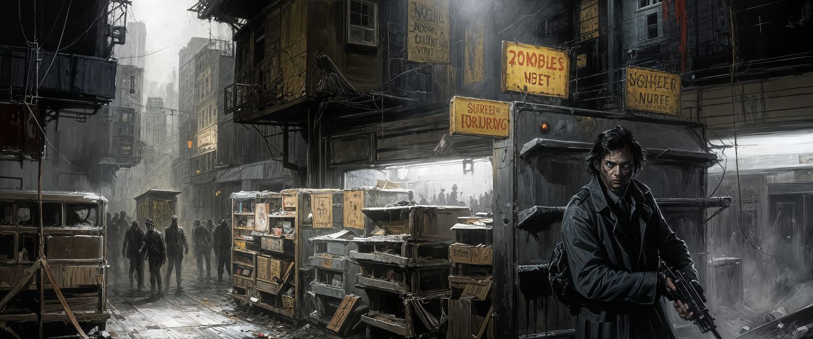 Noir Zombie Apocalypse in Acrylic Style