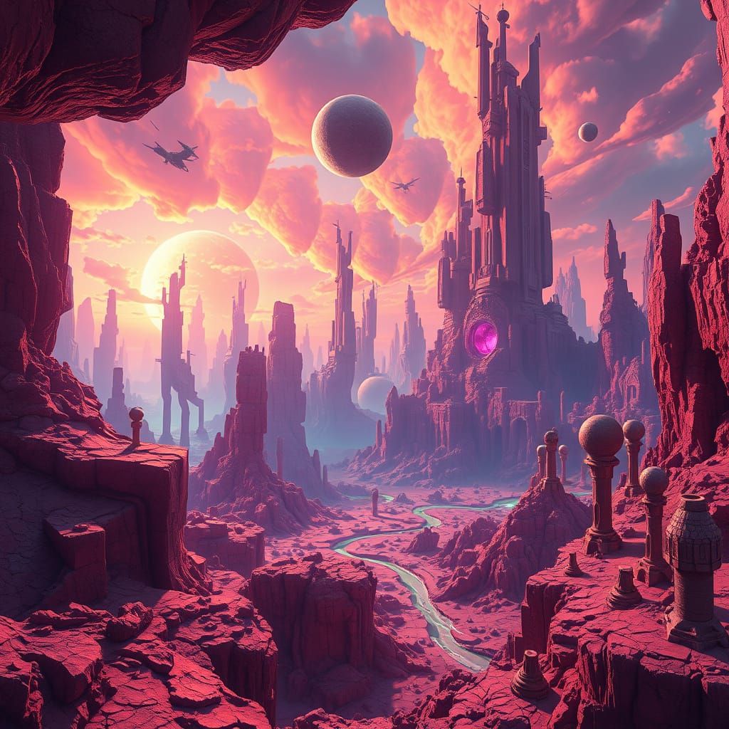 Ethereal Cyberpunk Dreamscape in Vibrant Hues