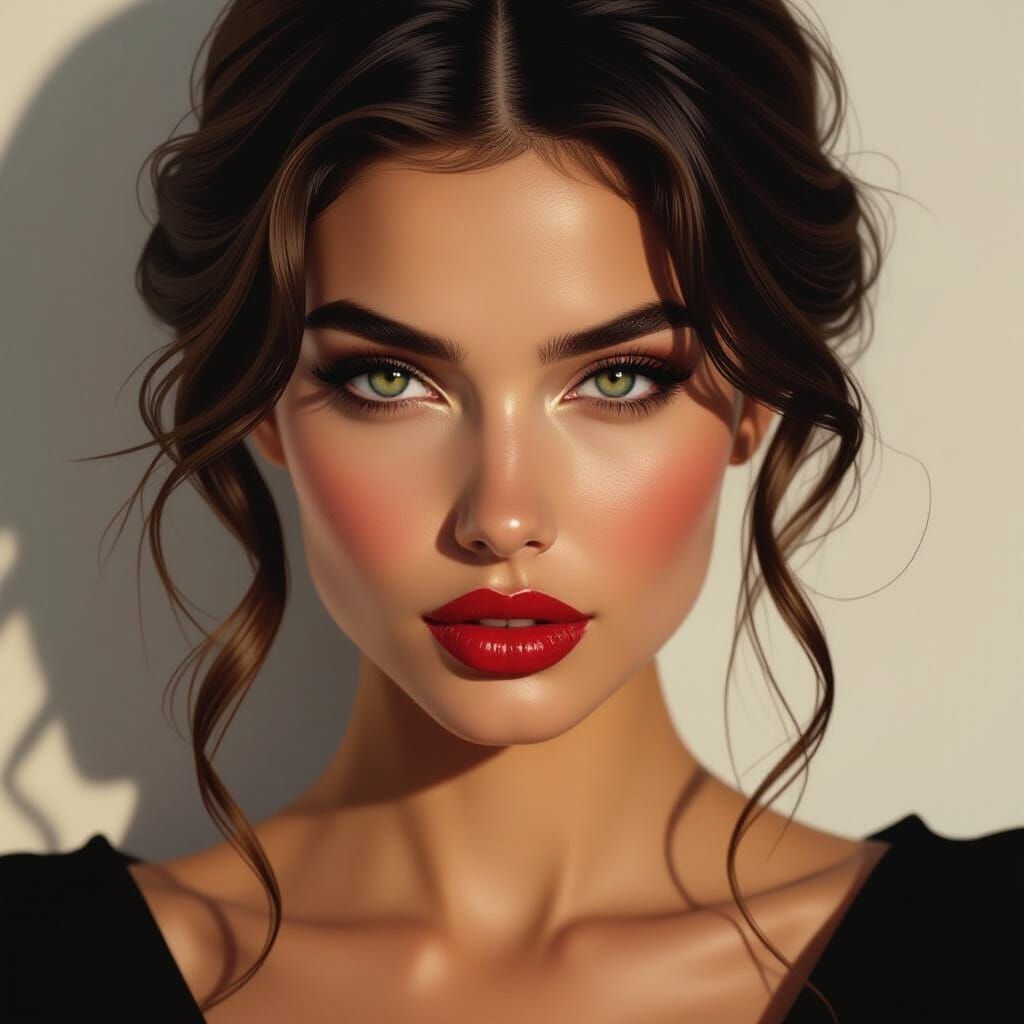 Hyperrealistic Portrait of Alluring Woman in Dramatic Light