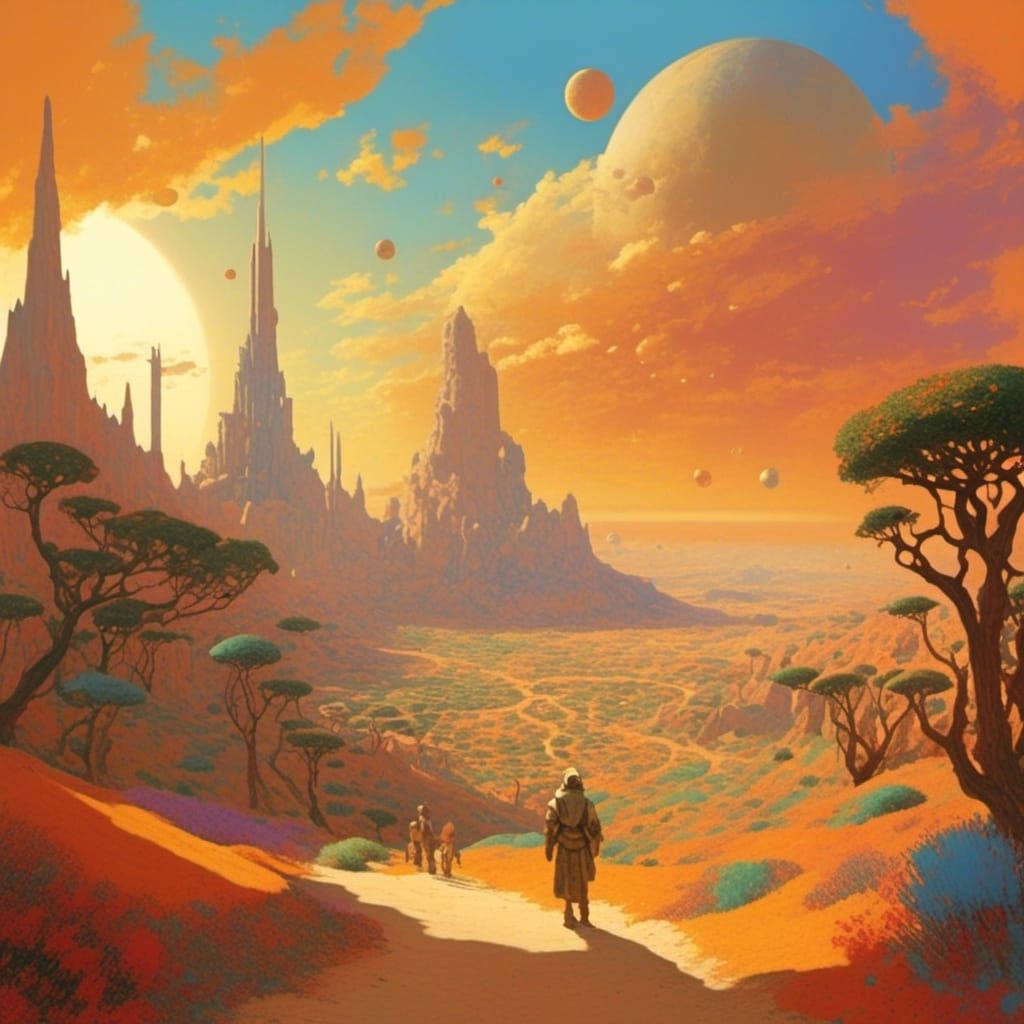 Tatooine Sunset: Retro Sci-Fi Concept Art