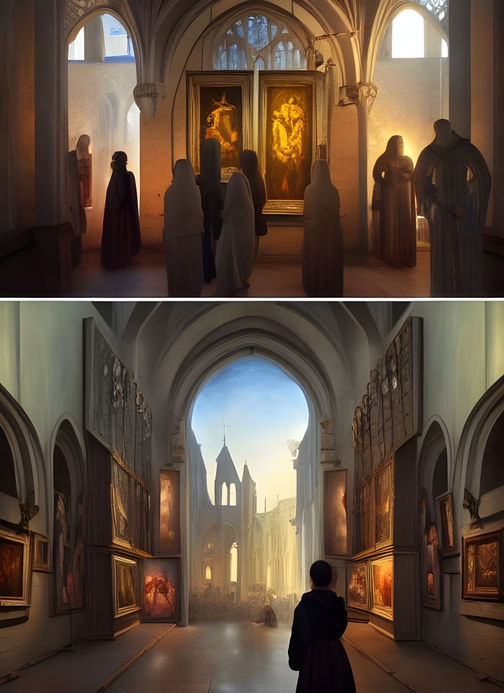 Detailed Medieval Art Gallery Interior