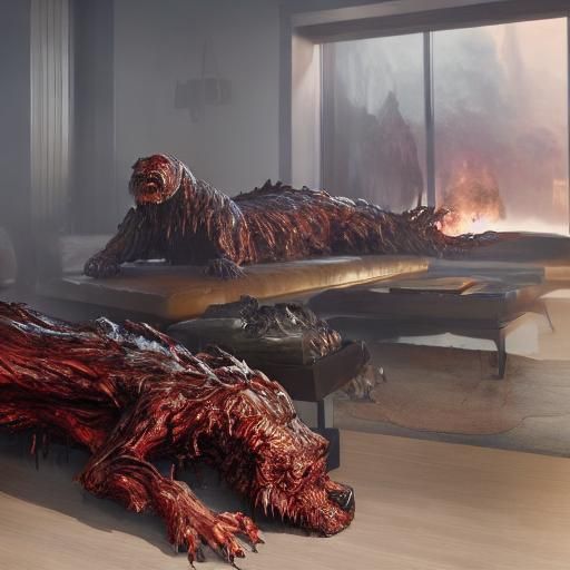 Dogs Form Flesh Monster in Modern Home
