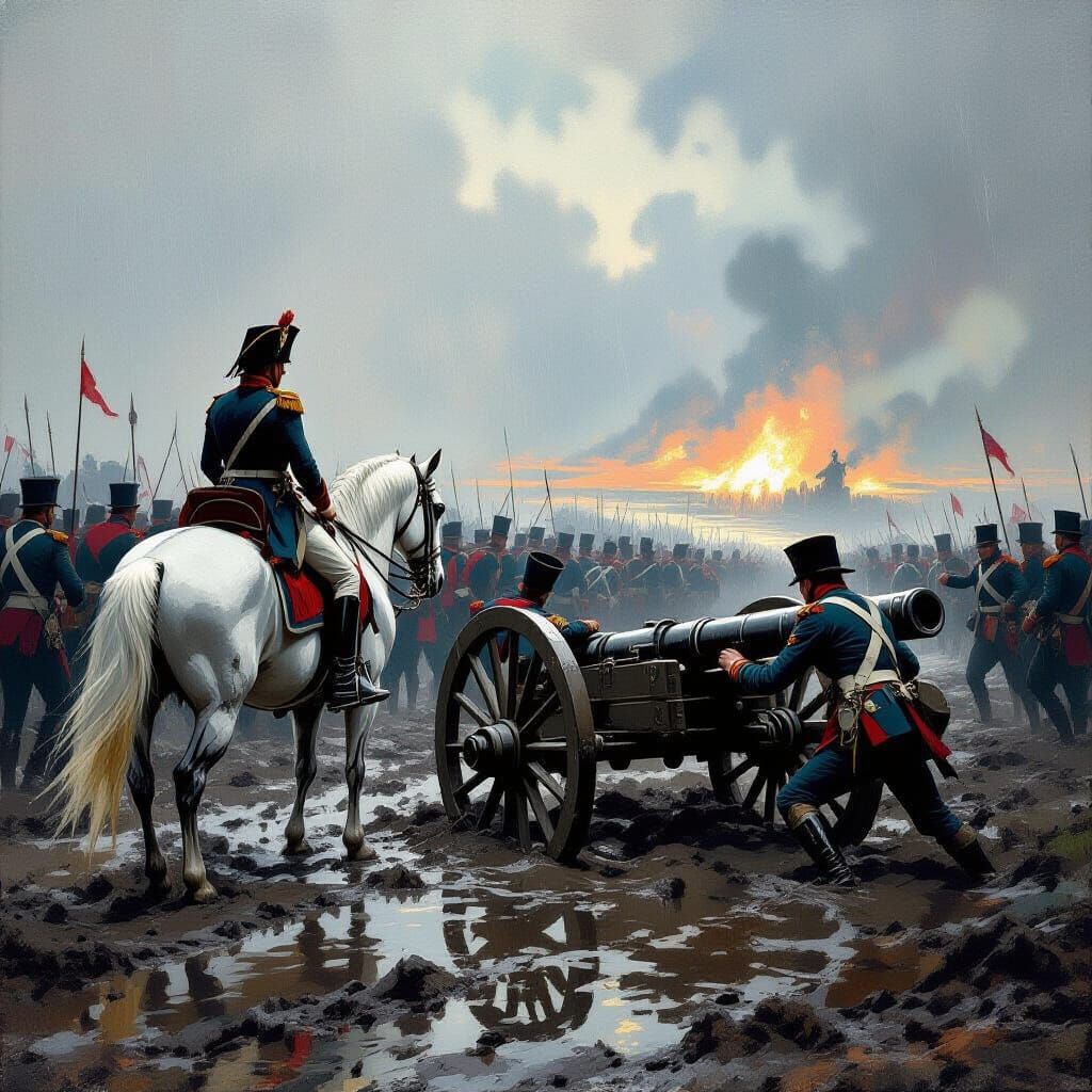 Napoleon's Army in Muddy Battle Scene