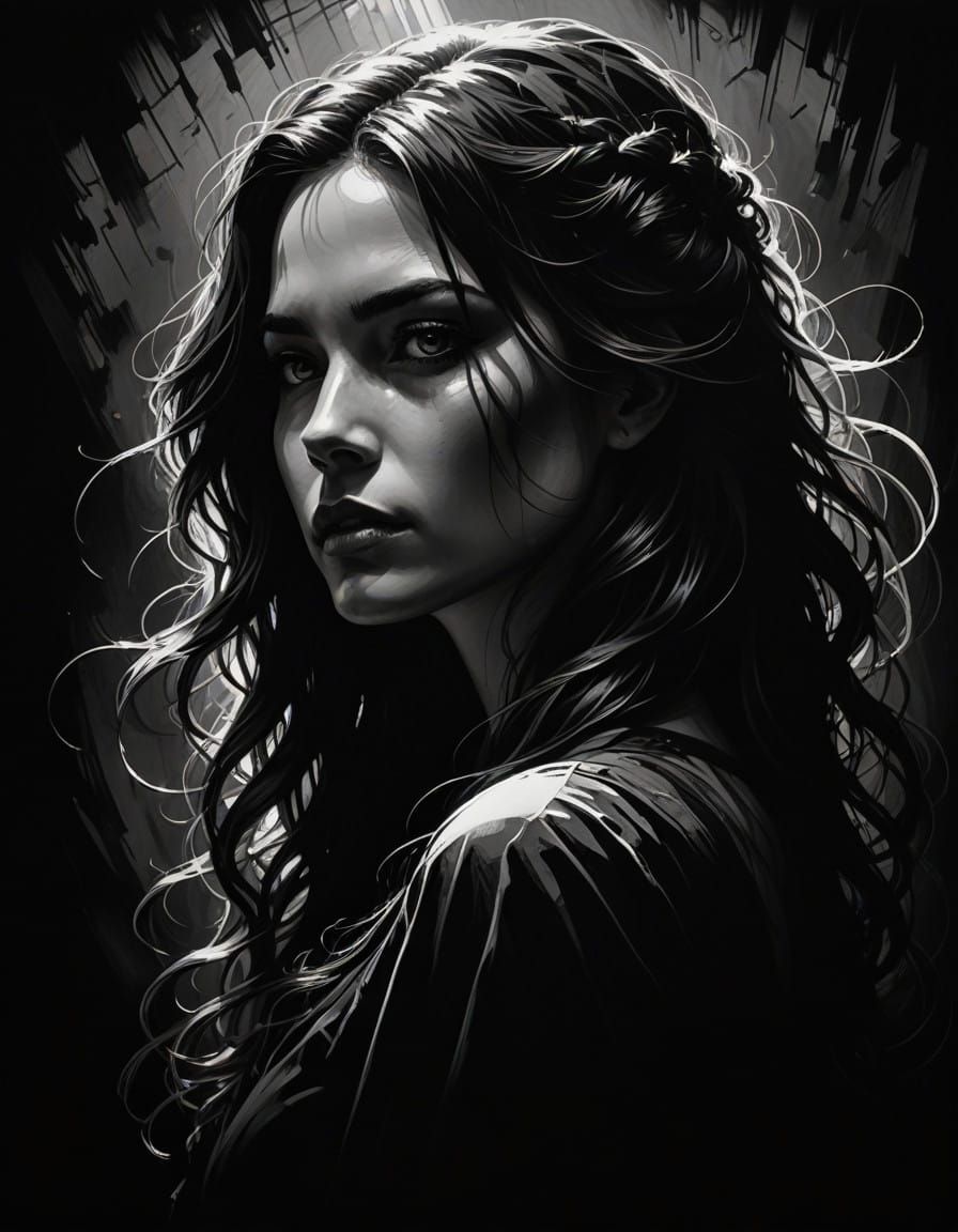 Mysterious Woman in High Contrast Silhouette