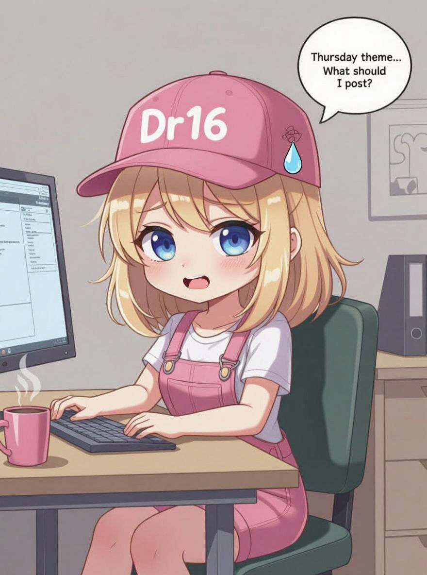 Chibi Girl Thinking About Thursday Theme in Anime Style