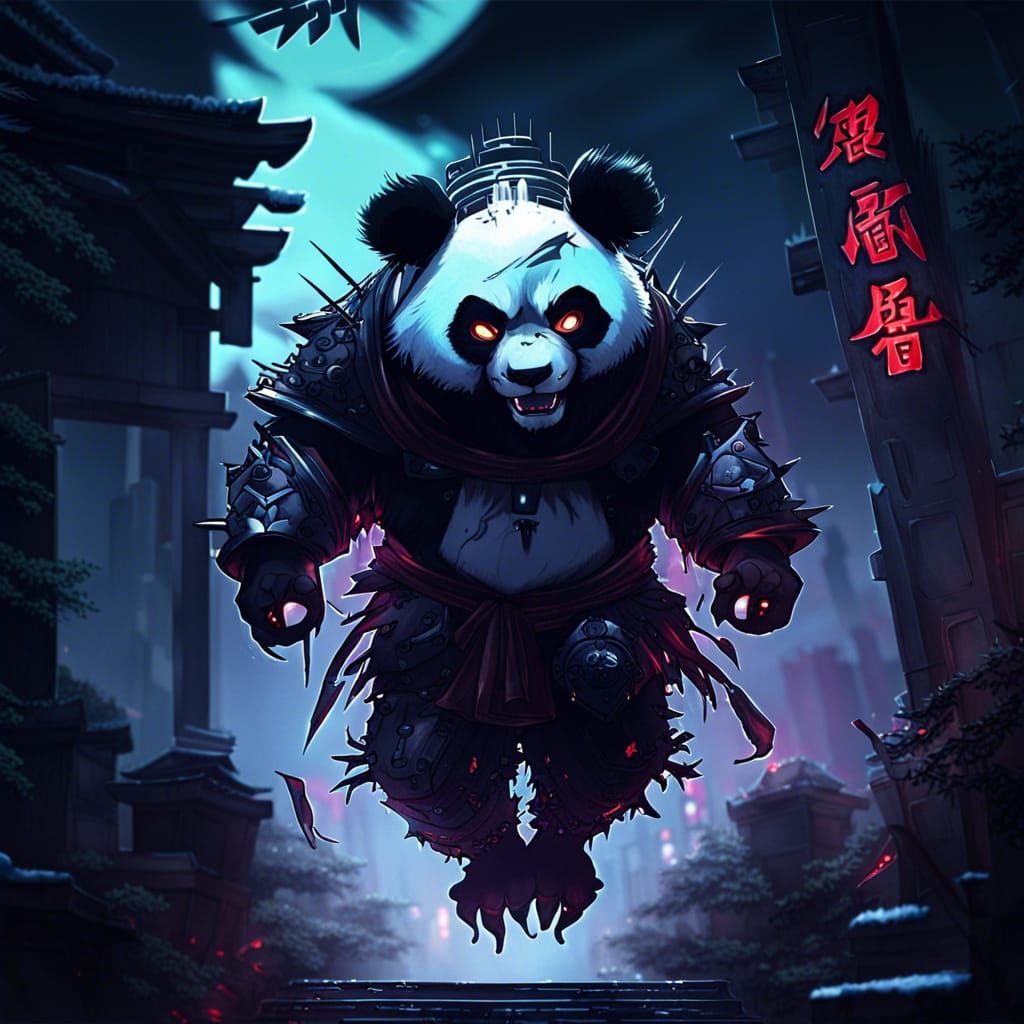 Sinister Demon Panda in Anime Style