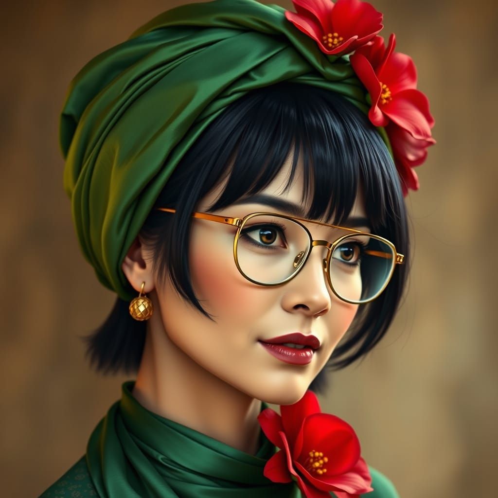 Woman with Green Turban in Ethereal Fantasy Art