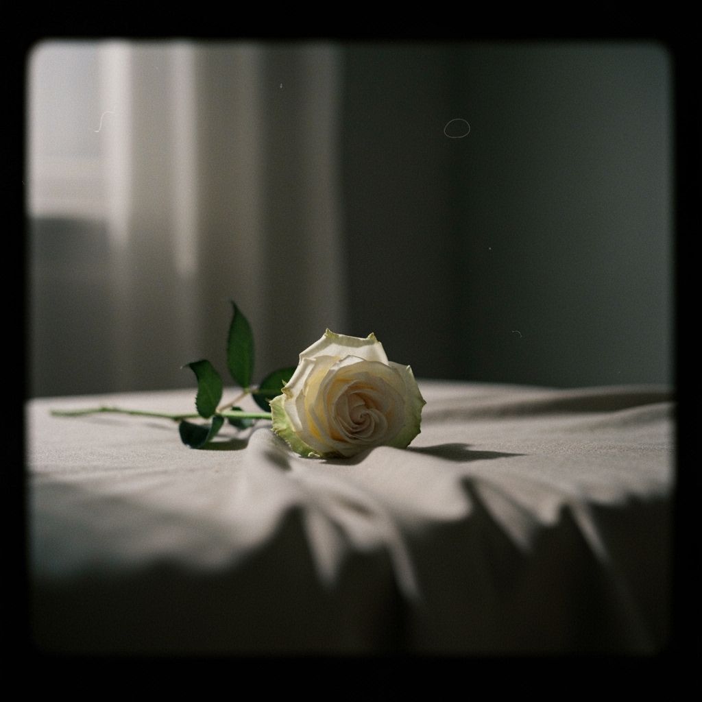 Withered White Rose in Cinematic Lighting