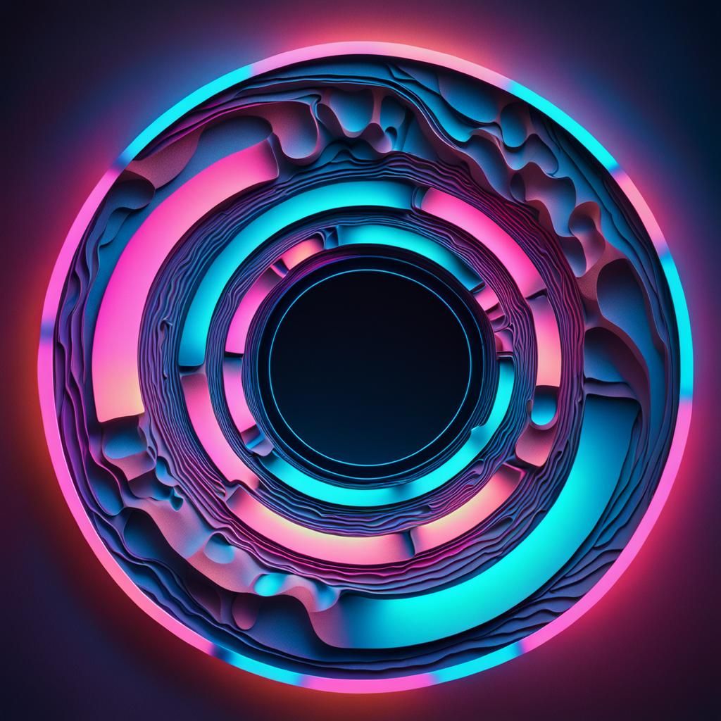 Neon Art Crevice with Abstract Swirling Shapes