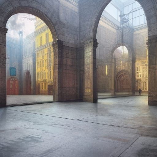 Minsk Liminal Spaces in Detailed Matte Painting