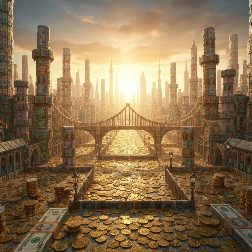 Fantasy City Made of Money in Epic Cinematic Style