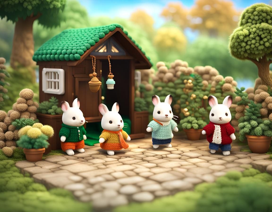 Sylvanian Family in Crochet Sweater, Detailed Photo