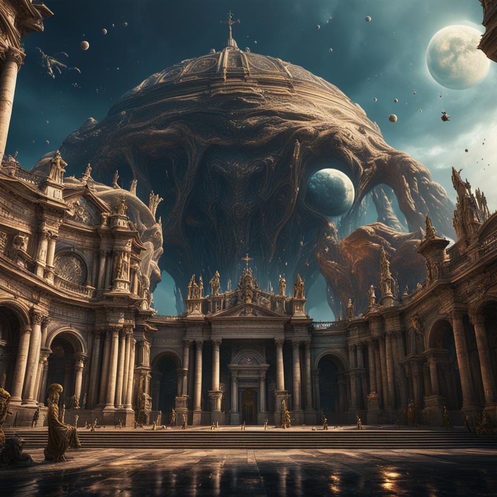 Alien Vatican: Detailed Matte Painting in Deep Color