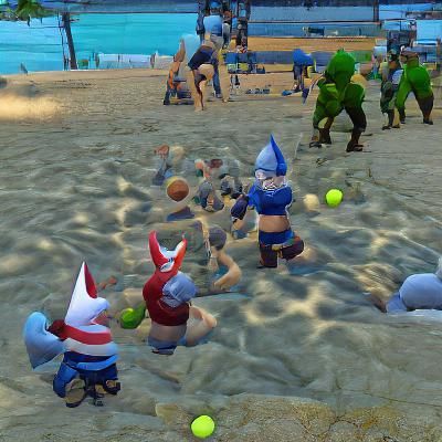 Gnomes vs Goblins Beach Volleyball Game