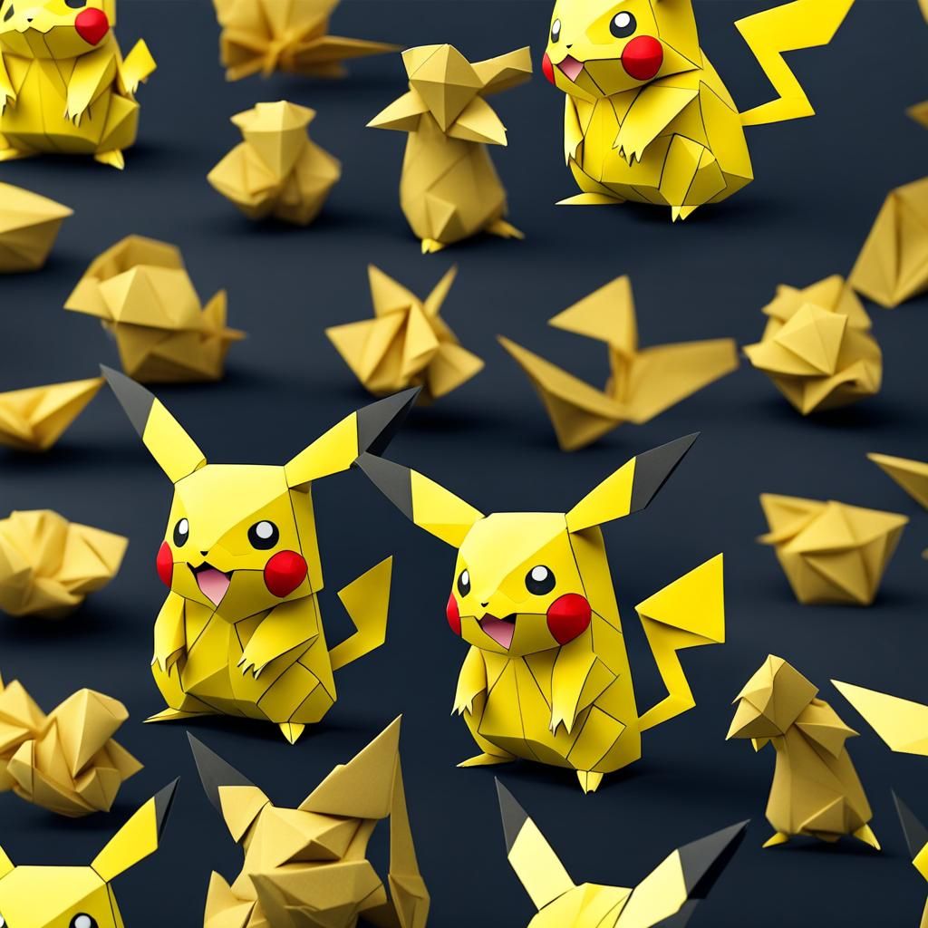 Pikachu Origami Papercraft Sculpture