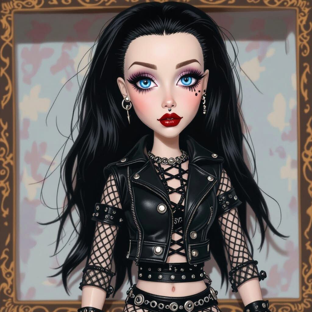 Goth Doll in Ornate Box, Burton-esque Style