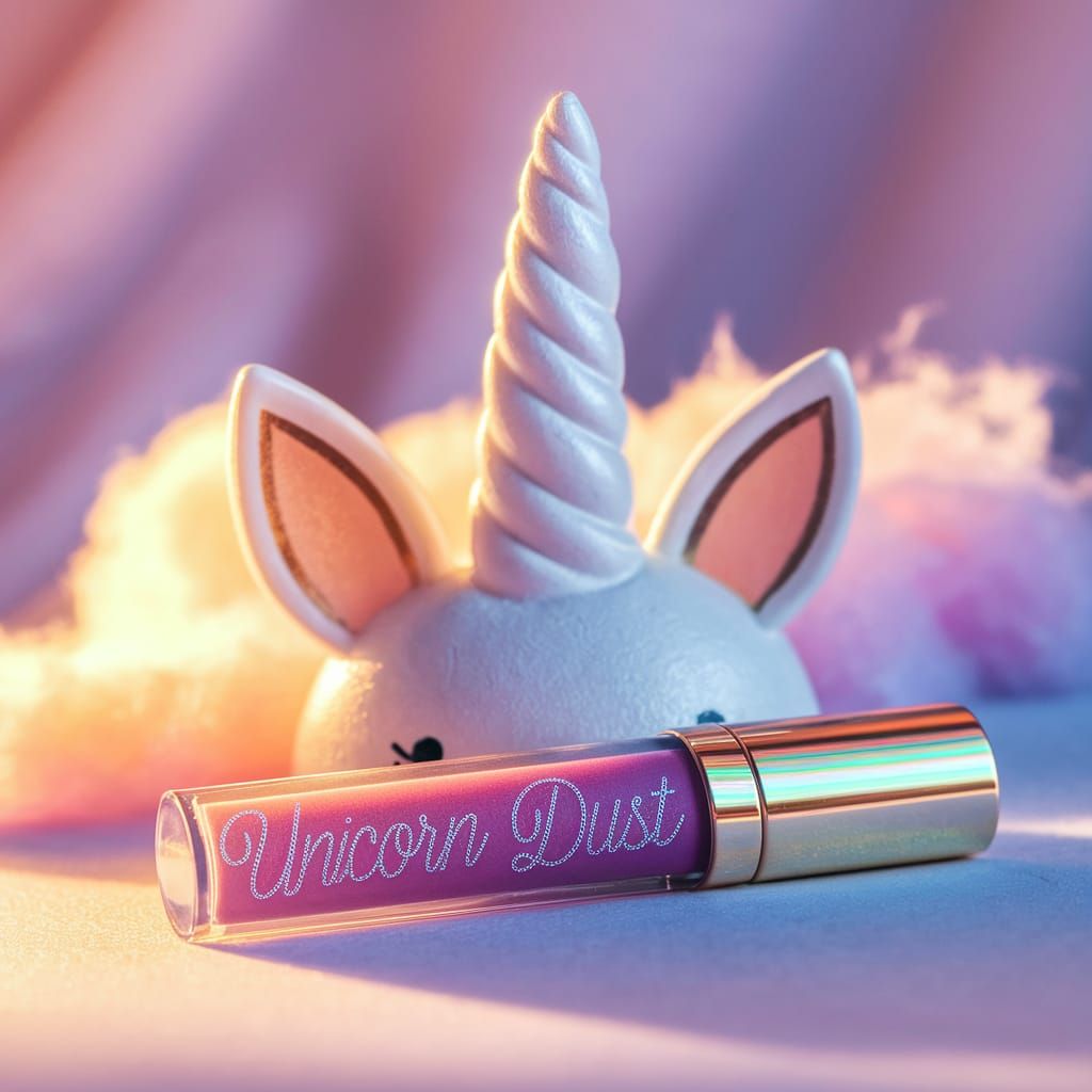 Ethereal Unicorn Horn with Iridescent Lipstick in Pastel Clo...