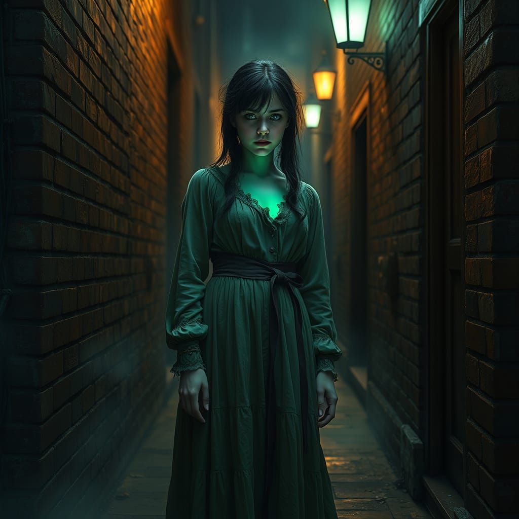 Mystical Victorian Siren in Boston Alleyway