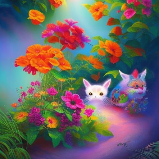 Happy Rabbit Family in Lush Green Field