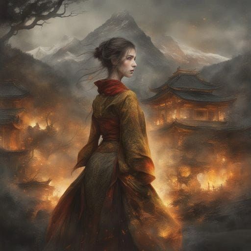 Dramatic Fire Portrait Generated by AI