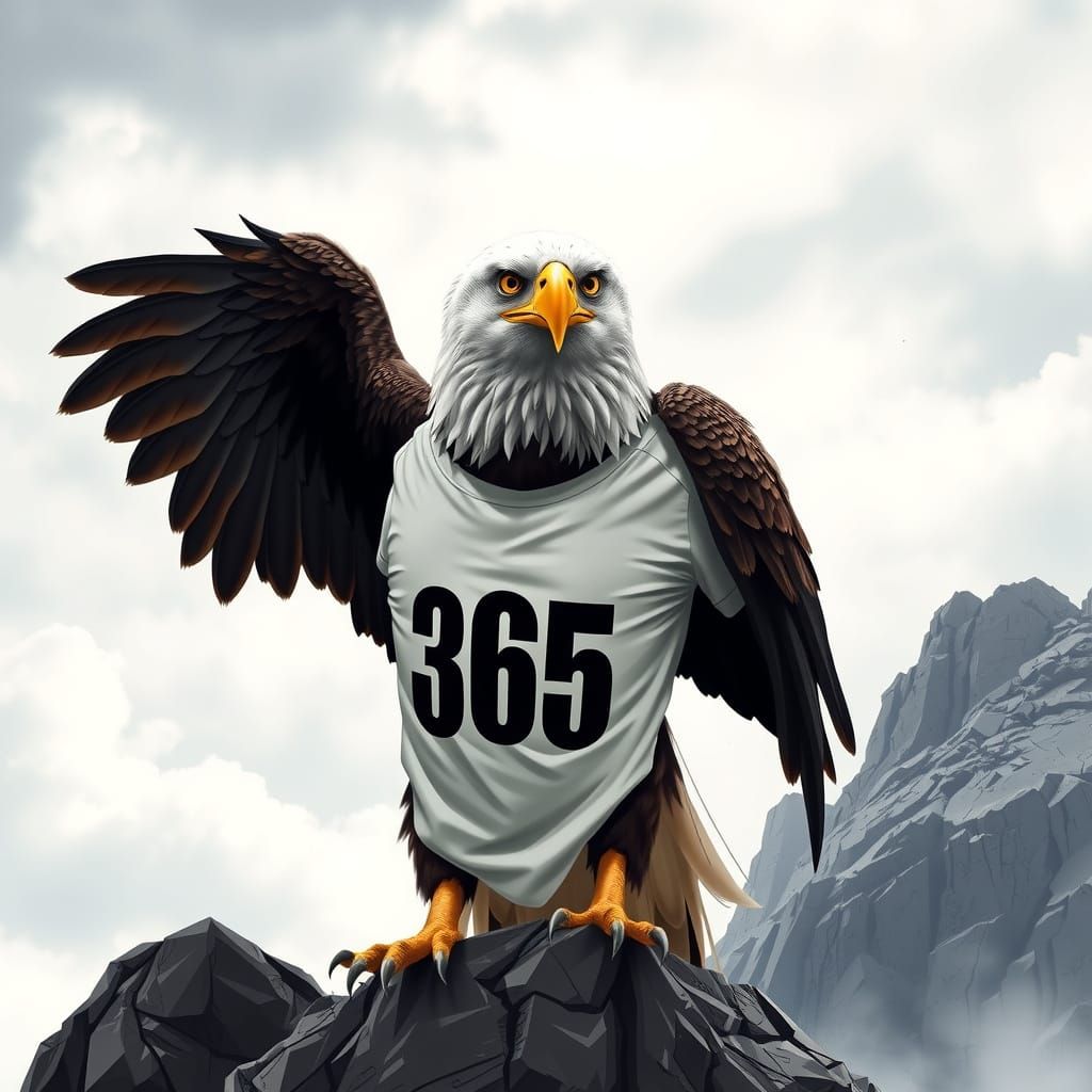 Bald Eagle in T-Shirt, Stylized Realism