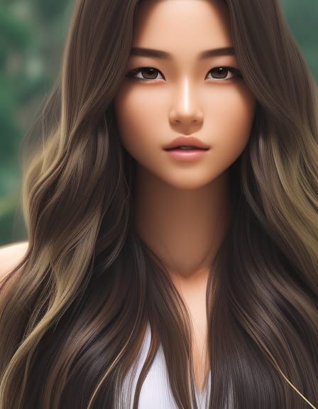 Detailed Portrait of a Green-Haired Teenage Girl