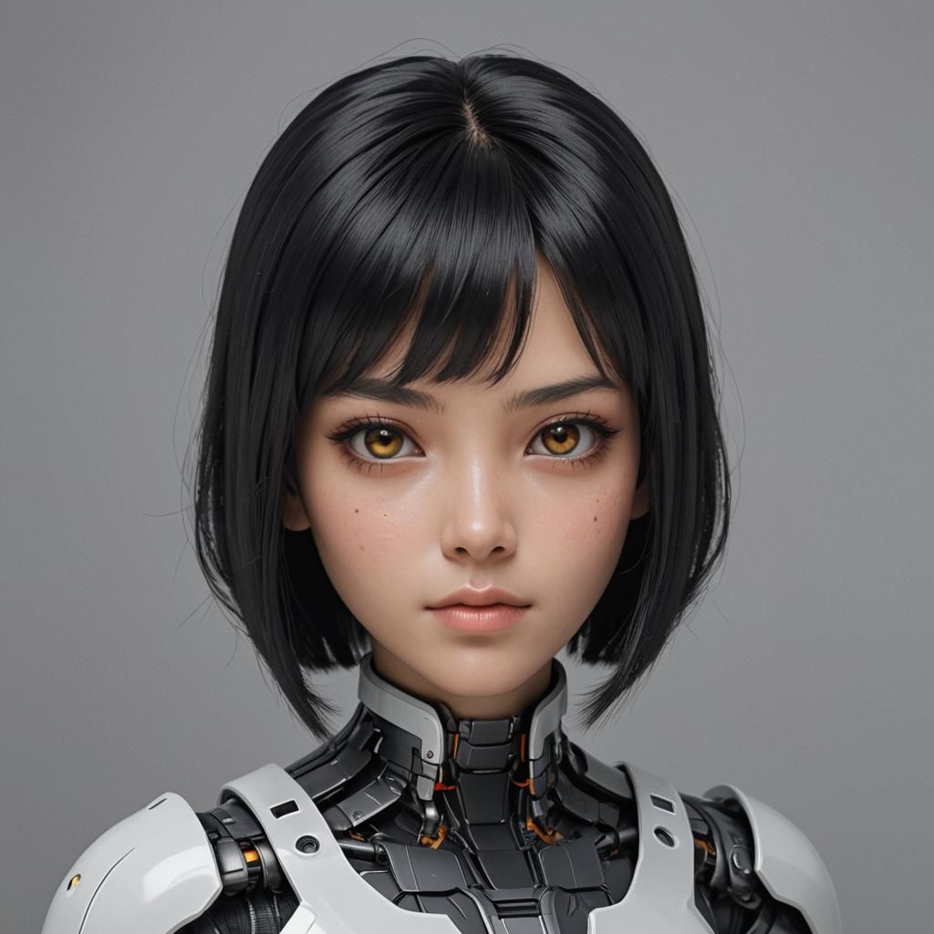 American Android with Dark Hair, Brown Eyes
