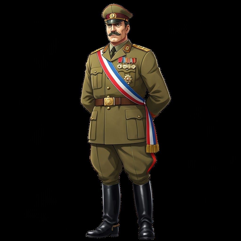 Military Man in Formal Uniform, Anime Style