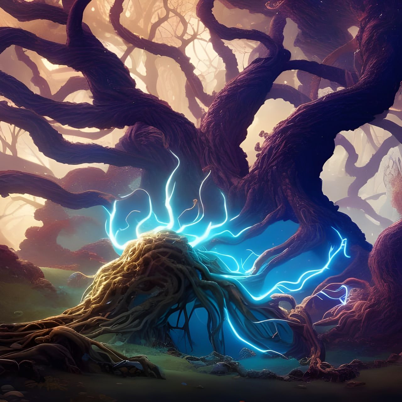 Glowing Nebulous Tree Digital Illustration