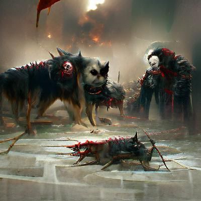 Sinister Dogs of War in Fantasy Art Style