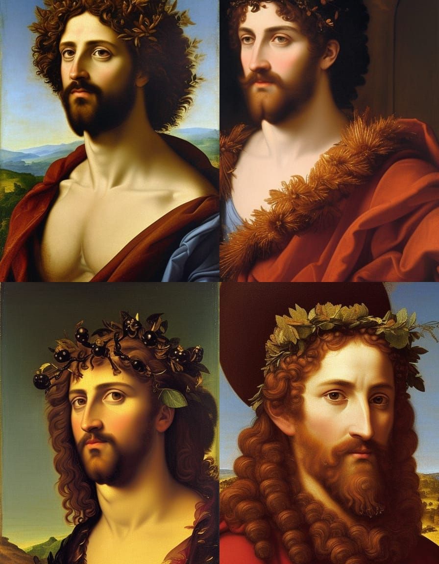 Dionysus Portrait in Renaissance Painting Style