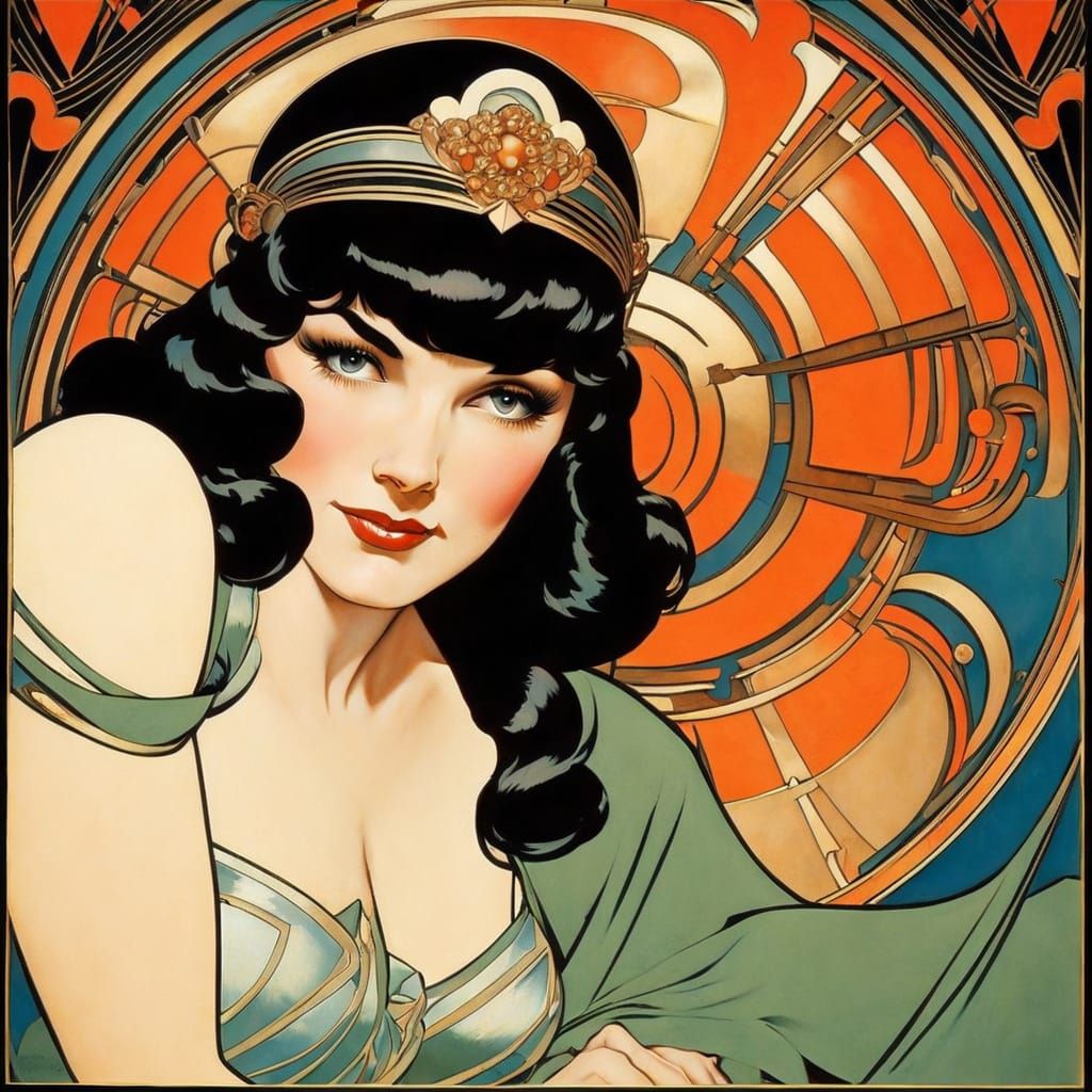 Art Deco Portrait of a Beautiful Woman