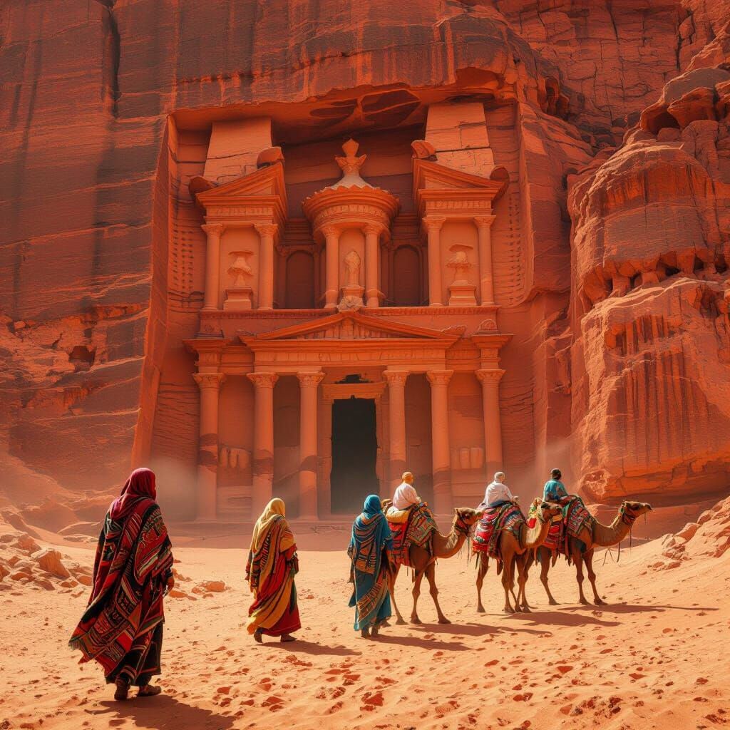 Petra Carved in Red Sandstone, Cinematic Lighting
