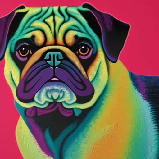 Abstract Pug Art with Complementary Colors