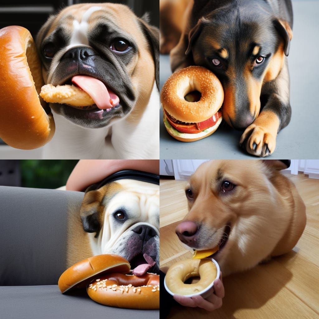 Dog Enjoying a Bagel