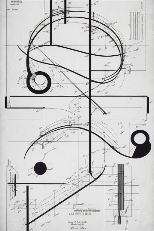 Complex Graphic Score in Analytical Art Style