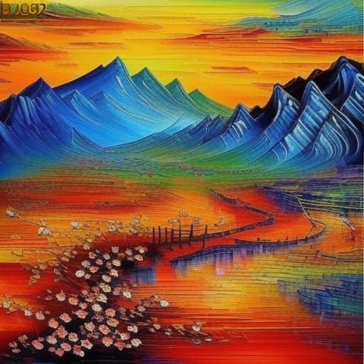 Chinese Landscape Illusion in Expressionist Style