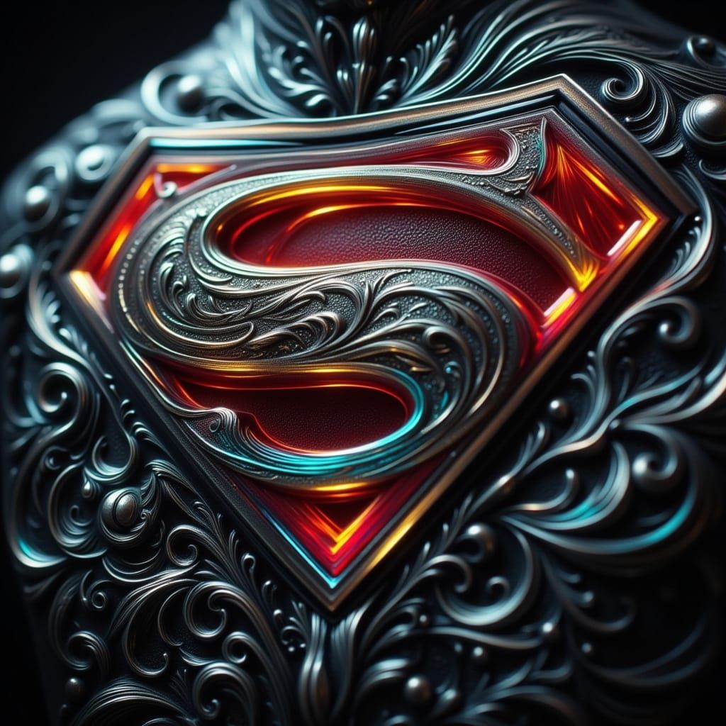 Hyperrealistic Superman Symbol in Cinematic Style