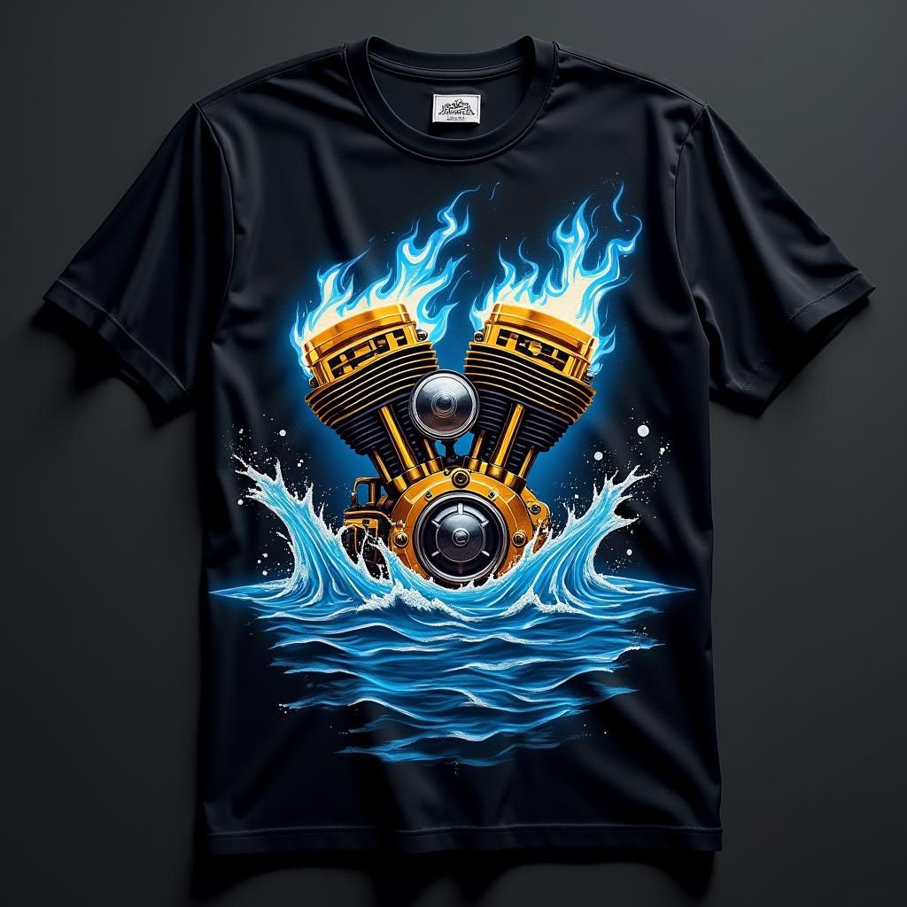 Mini Mobb T-Shirt with Flaming Engine Art