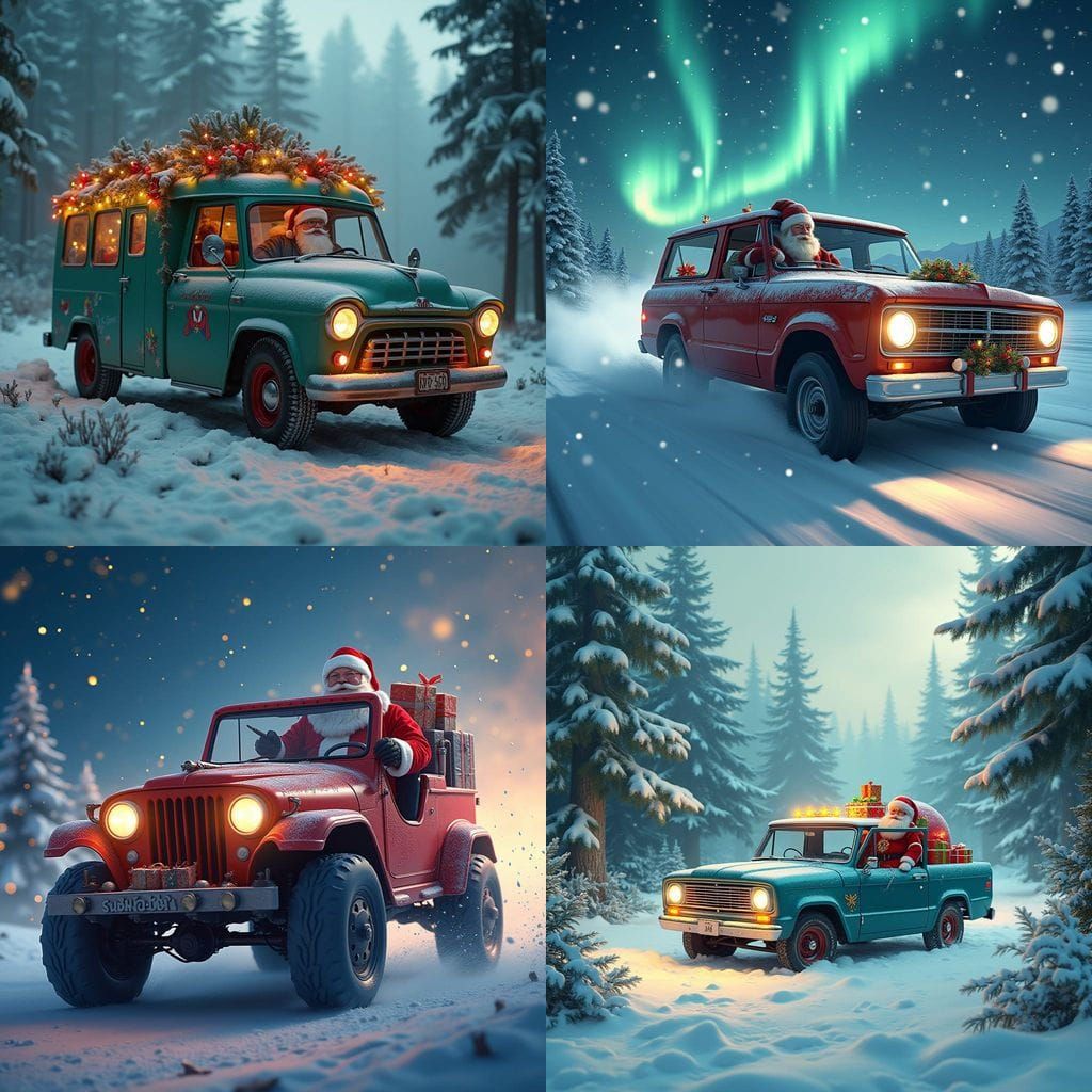 Surreal 8K Fantasy Rambler Scrambler with Santa in Deep Colo...