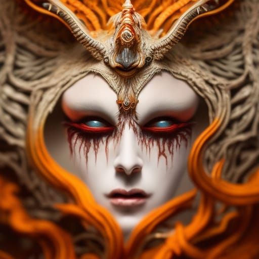 Intricate Animal Skull Mask in Dark Fantasy Style