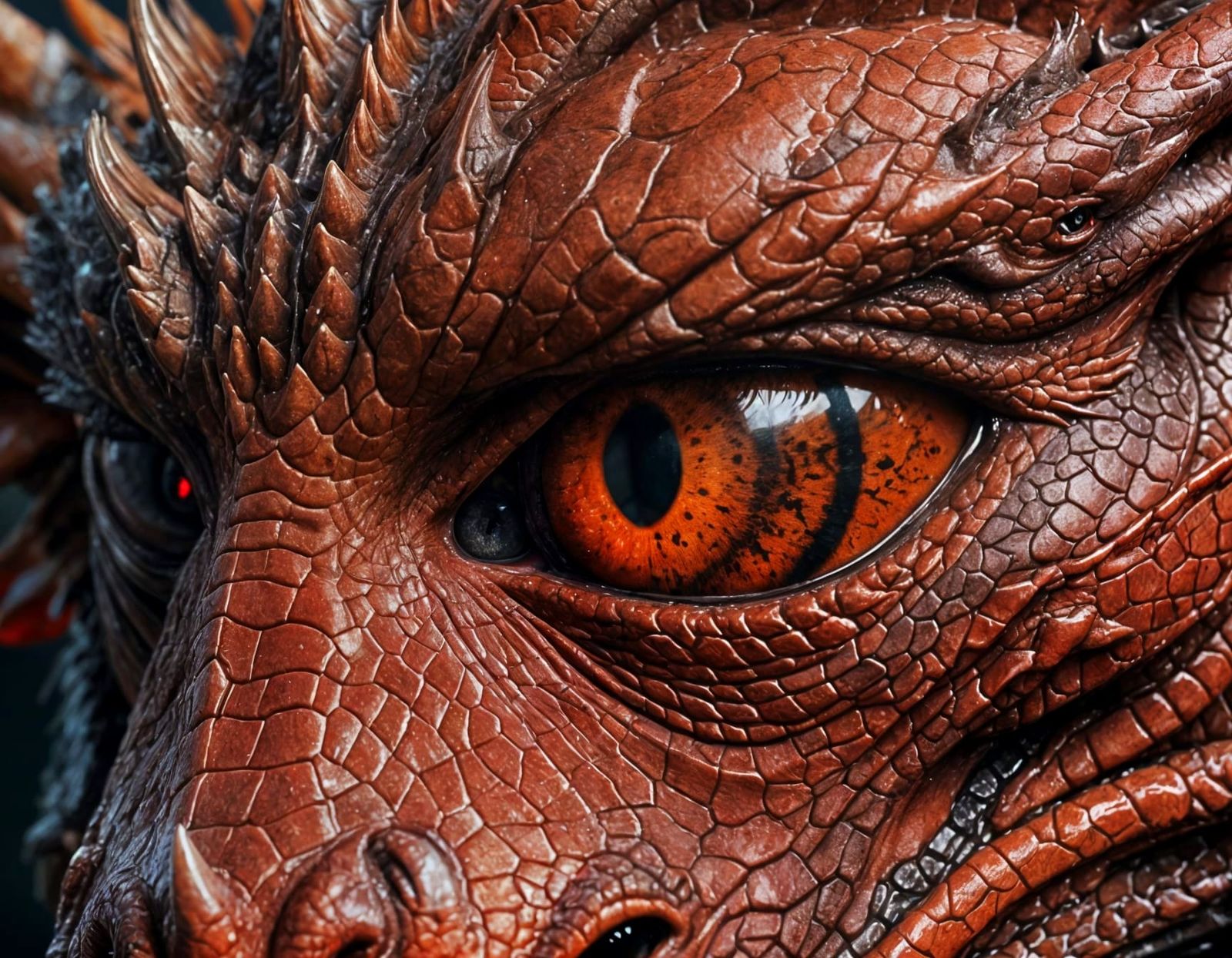 Red Dragon's Eyes: Detailed Fantasy Concept Art